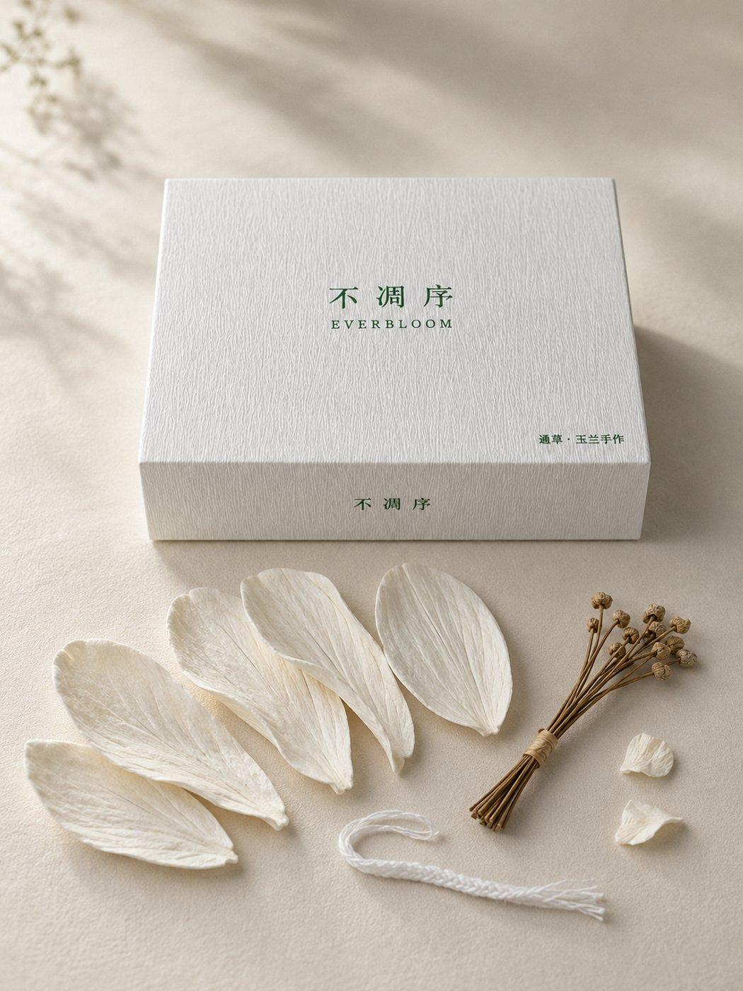 通草·玉兰手作礼盒 · 花瓣与工具全貌